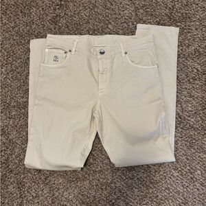 Beige Straight-Leg Pants